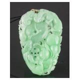 Chinese Green Jade Carved Dragon Pendant