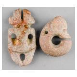2 Pcs Ancient Jade Carved Archaic Style Shape