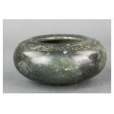 Chinese Spinach Jade Carved Water Bowl Qianlong MK