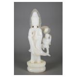 Fine Chinese White Jade Carved Figure of Guanyin