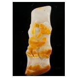 Chinese Brown Hardstone Carved Bamboo Pendant