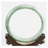 Chinese Green Hardstone Carved Bangle Certificate