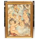 Jiskje Oil on Board Cherubs Mythological Scene