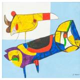 Karel Appel Swiss Modernist Oil on Canvas 