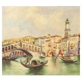 Oil on Canvas Gondola Scene Signed Fr. Ziems
