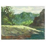 1940- Chinese Oil Painting Canvas Yin Dingbang