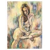 French Impressionist Oil on Panel Signed Nude