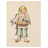 Sergey Chekhonin Russian Watercolor & Pencil 1925