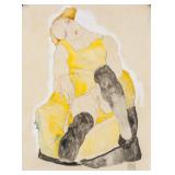 Egon Schiele Austrian Watercolor on Board 1914