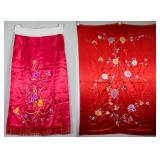 Two Assorted Red Embroidery Bed Sheet & Skirt