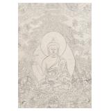 Chinese Hand Rice Paper Lithograph Thangka Buddha