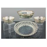 4 Pc Silver Bread Baskets w/ Sterling Silver Marks