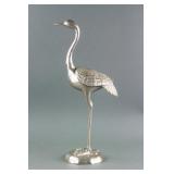 Chinese Silver Plated Crane Statue