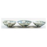 3 Assorted Chinese Blue & White Porcelain Bowls