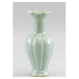 Chinese Celadon Lobed Porcelain Vase