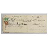 1936 Canadian Bank of Commerce Cheque with Stamps