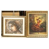 Lot of Two Deco Oil on Canvas Signed