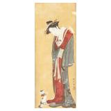 Japanese Ink and Watercolor Beauty Signed