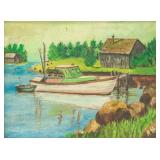 R. Howe American Oil on Board Landscape