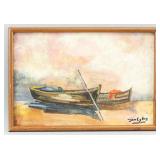 Jan Cybis Polish Oil on Board Fishing Boats
