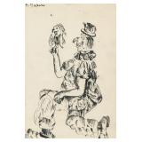 Fortunato Depero Italian Modernist Ink on Paper