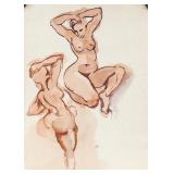 Fausto Pirandello Italian Nudes Watercolor