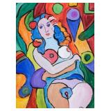 French Fauvist Acrylic on Board Signed Illegibly