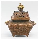 Chinese Bronze Dragon Censer Qianlong Mark