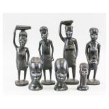 7 Assorted African Iron Wood Carvings