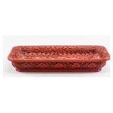 Chinese Red Cinnabar Lacquer Dragon Tray
