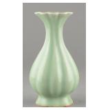 Chinese Lobular Celadon Porcelain Vase