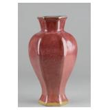 Qing Period Flambe Peach Bloom Hexagonal Vase