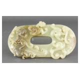 Chinese Green Jade Carved Dragon Large Pendant