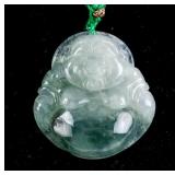 Chinese Green Jade Happy Buddha Pendant