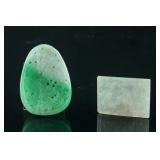 Chinese Green Jade Carved Pendants 2 Assorted