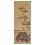 16-18 C Unknown Japanese Watercolour Scroll Signed