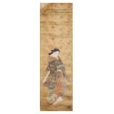 16-18 C Unknown Japanese Watercolour Silk Scroll