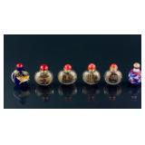 6 PC Assorted Chinese Peking Glass Snuff Bottles