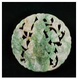 Chinese Green Hardstone Carved Round Pendant