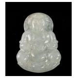 Chinese White Hardstone Carved Guanyin Pendant