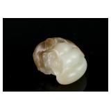 Chinese White and Russet Hardstone Lotus Toggle