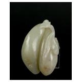 Chinese Hetian White Jade Carved Eggplant Pendant