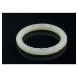 Chinese Fine Hetian White Jade Twisted Bangle