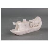 Chinese Fine Hetian White Jade Carved Boat