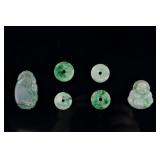 6 PC Assorted Burma Green Jadeite Carved Pendants