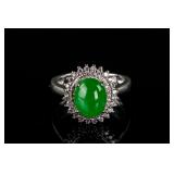 Burma Green Jadeite Ring with Gemstones