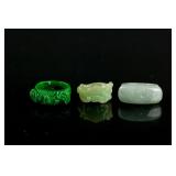 3 PC Assorted Burma Green and White Jadeite Ring