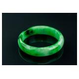 Burma Green Jadeite Carved Bangle