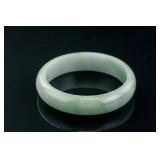 Chinese Green and White Jadeite Carved Bangle