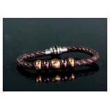 Stainless Steel Leather w/Beads Bracelet RV$150